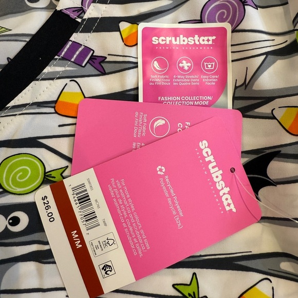 Scrubstar That's A Wrap Women's V-Neck Print Scrub Top - Black and White Medium - Picture 6 of 6